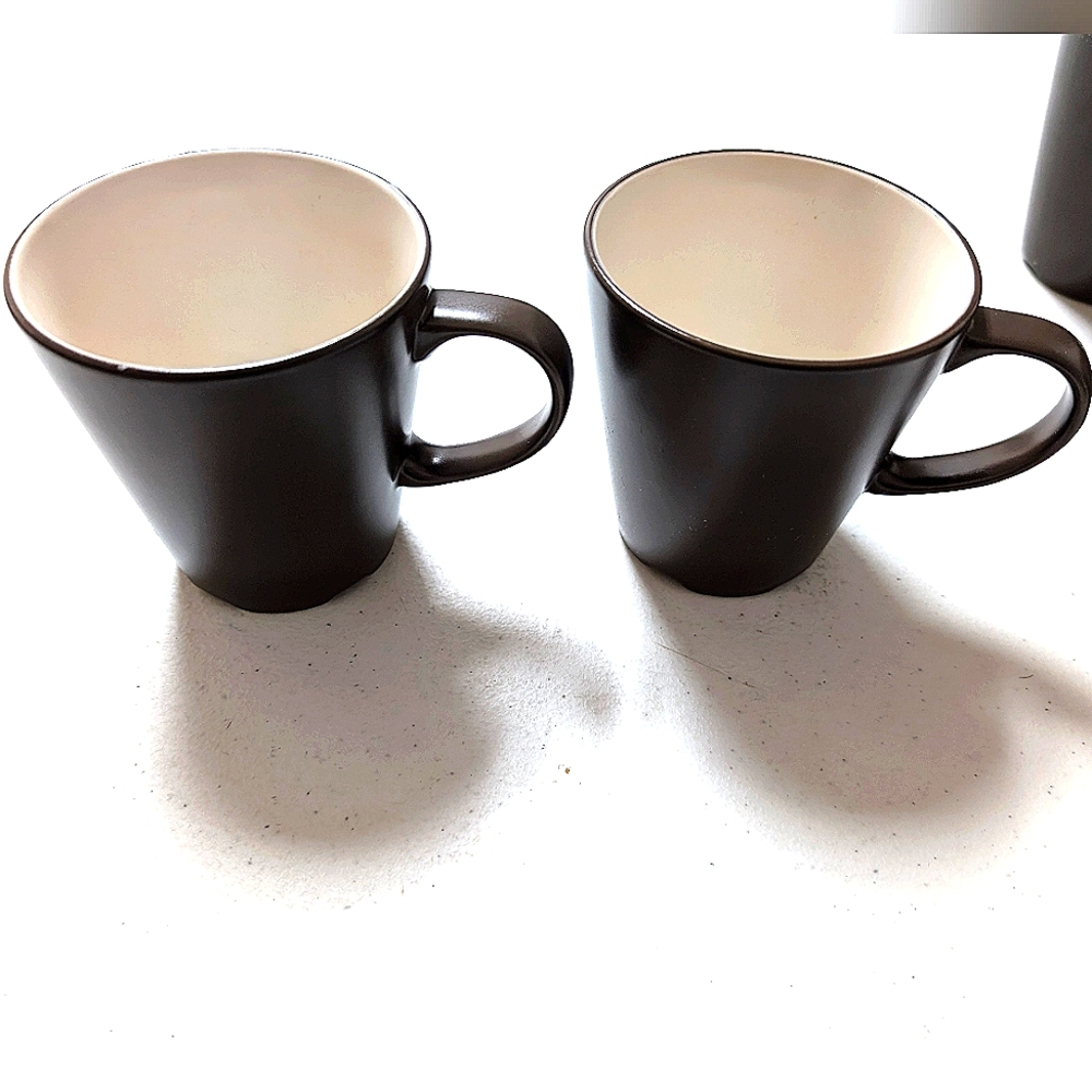 IKEA‎ Dinera lot 2 NWOT matte chocolate brown glazed 12oz ceramic coffee mugs